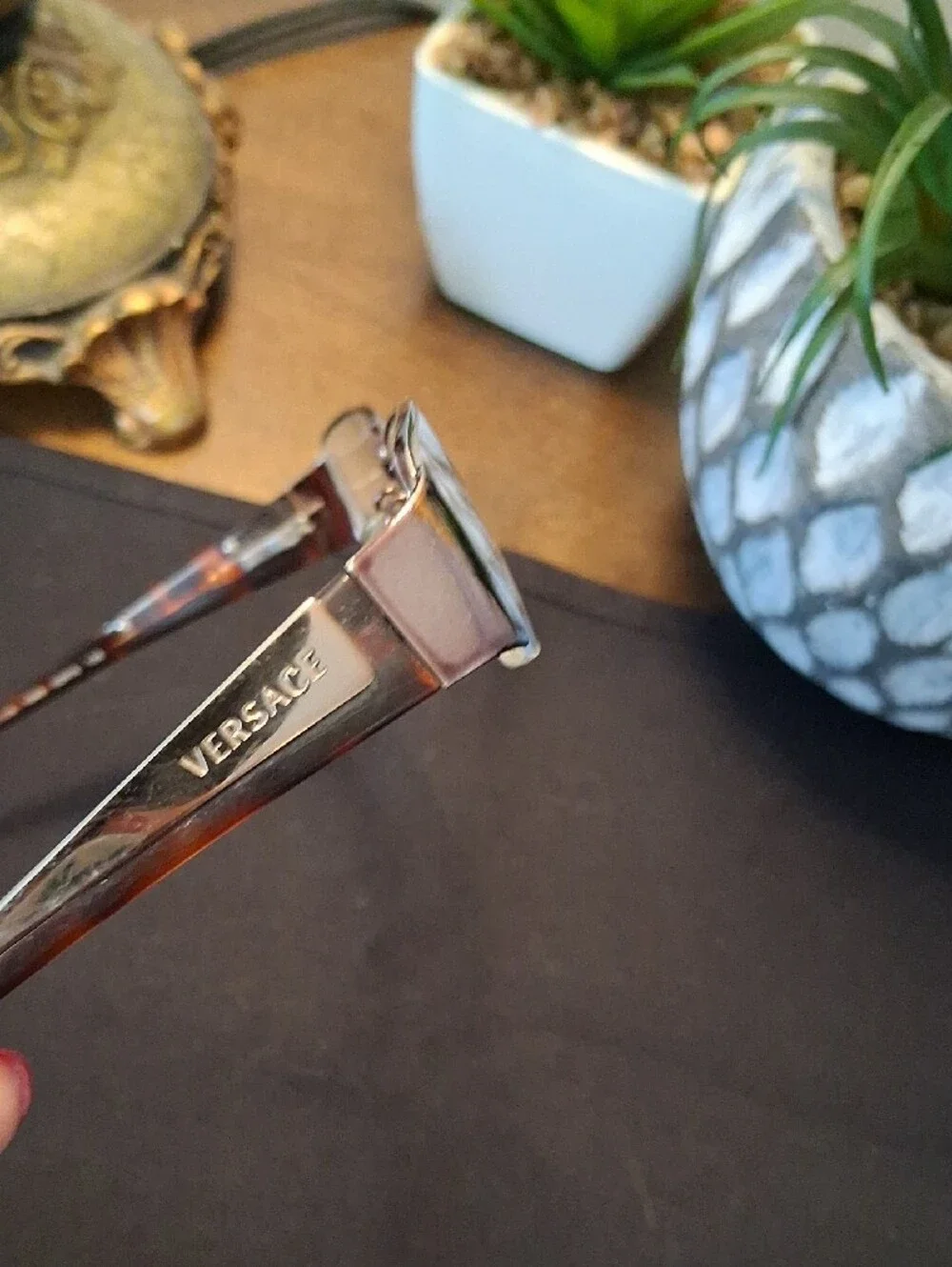 Versace Tortoiseshell and Silver Women's Glass Frames